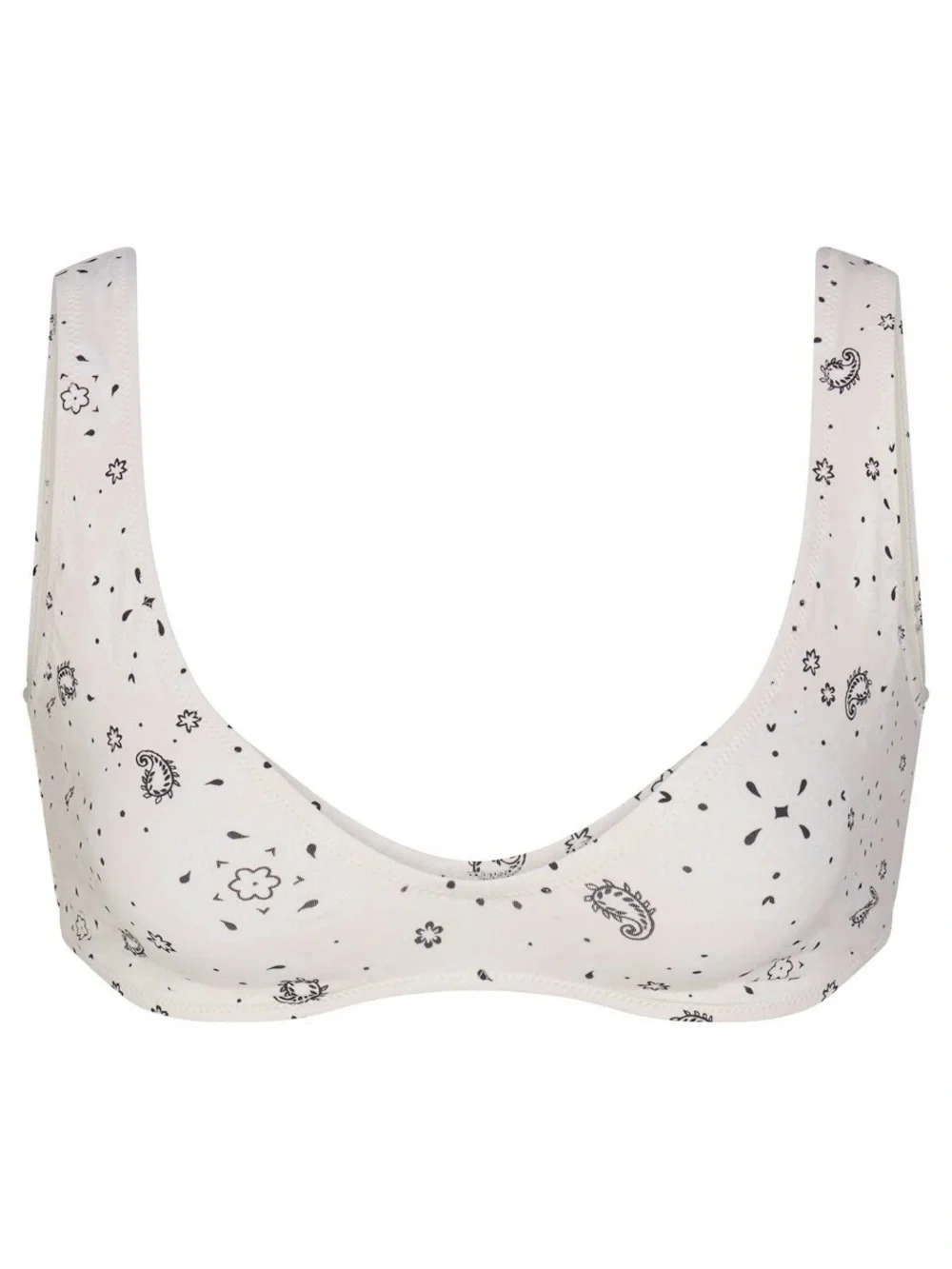 SKIMS SIGNATURE SWIM PLUNGE BIKINI TOP ECRU BANDANA PRINT L